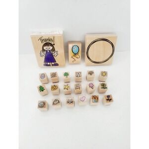 21~Mounted Wood & Rubber Stamps‎ VTG Hero Arts 1996, 1999, 2015 New & Used